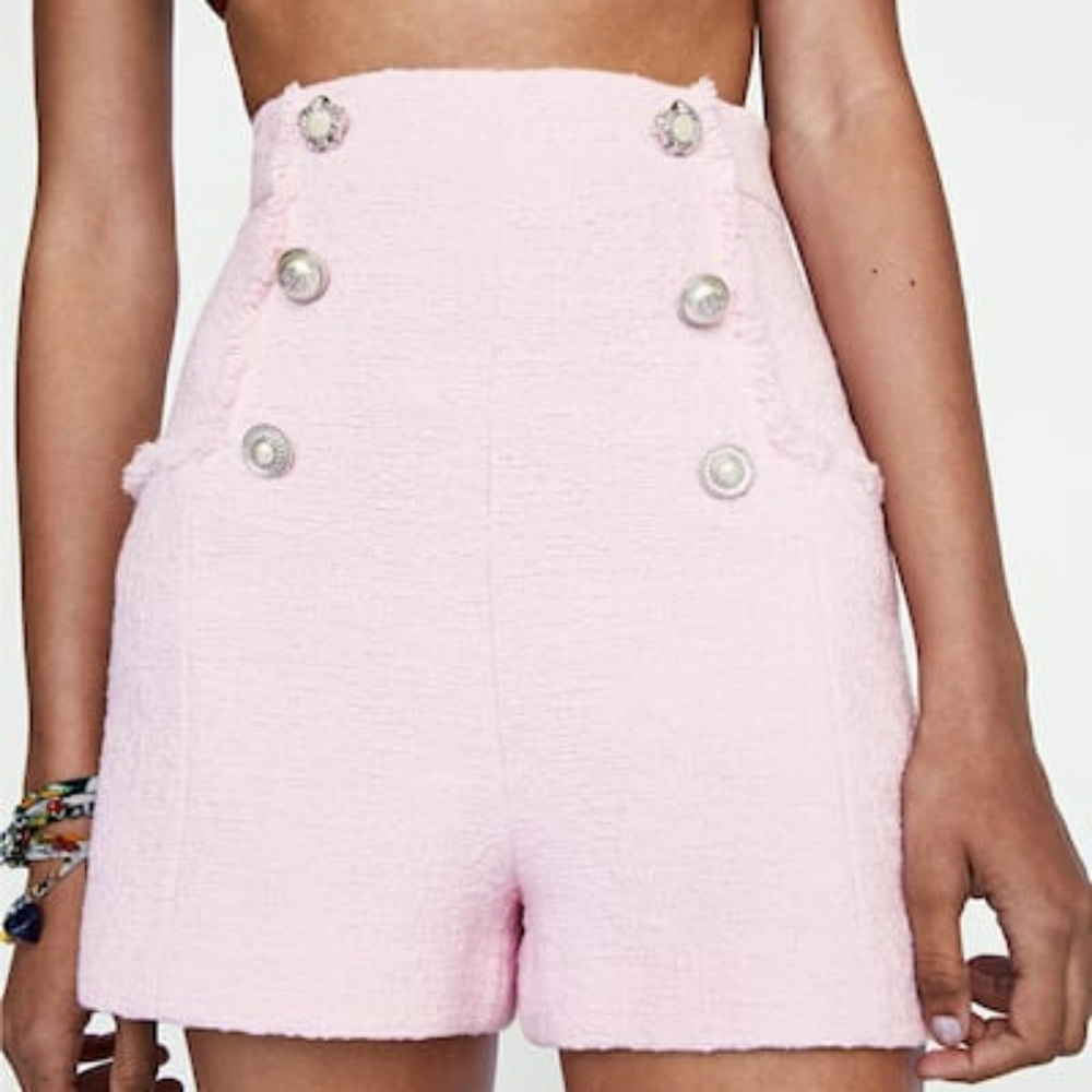 Zara pink tweed shorts